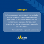 Prazo estendido para as Rematrículas On-line 