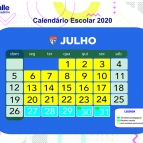 Calendário Escolar - Julho/2020