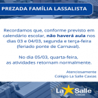 AVISO: Feriado ponte de Carnaval