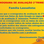 Cronograma de Avaliação 2° trimestre - 3° ao 9°ano  