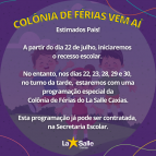 Colônia de Férias Inverno Vem Aí!