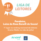 Estudante em 1º lugar na Liga de Leitores da Arvore