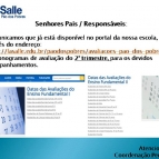 Cronogramas de Avaliações 2° trimestre.