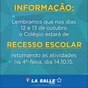 Informação sobre o RECESSO ESCOLAR