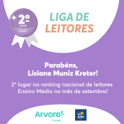 Aluna do EM em 2º lugar na Liga de Leitores Árvore