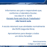 AVISO - FERIADÃO
