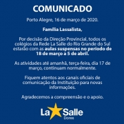 COMUNICADO sobre a suspensão das aulas